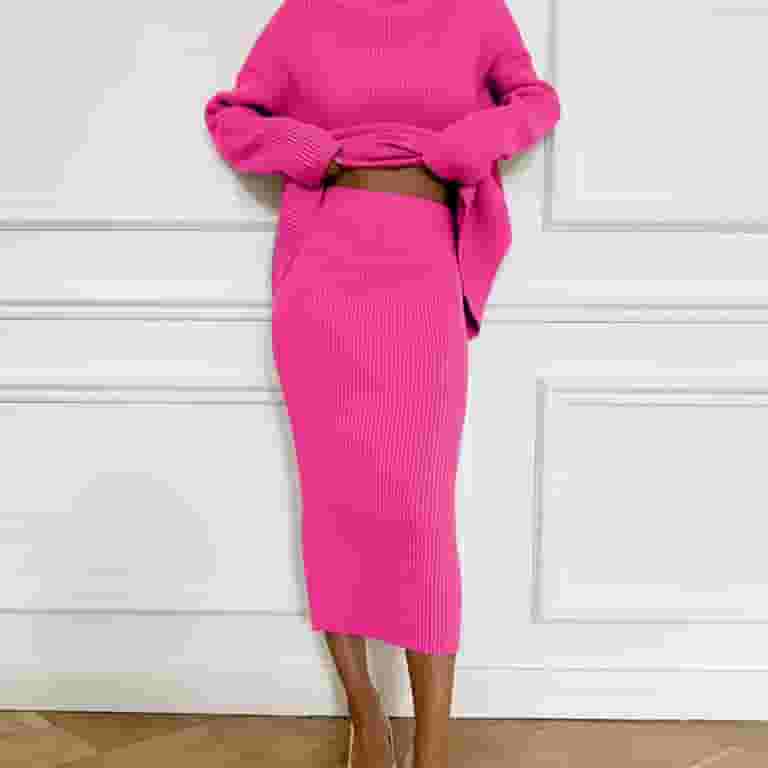 LEKODE Piece Outfits Sweater Skirt Set Knit Skirt Set Long