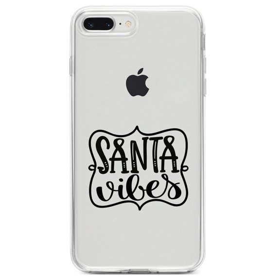 DistinctInk Clear Shockproof Hybrid Case for iPhone 7 PLUS / 8 PLUS (5.5" Screen) TPU Bumper Acrylic Back Tempered Glass Screen Protector - Santa Vibes - Christmas