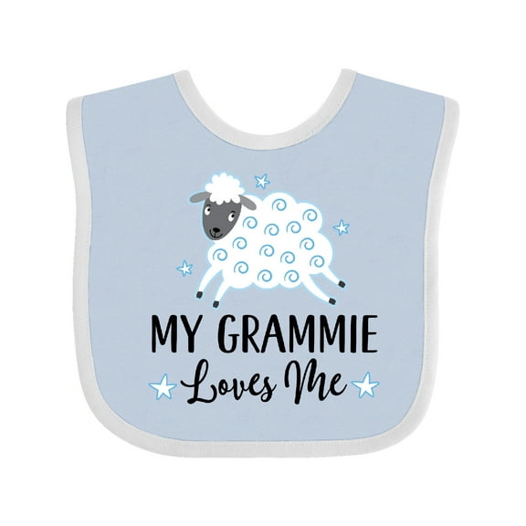 Inktastic Grammie Loves Me Grandson Boy Lamb Boys or Girls Baby Bib