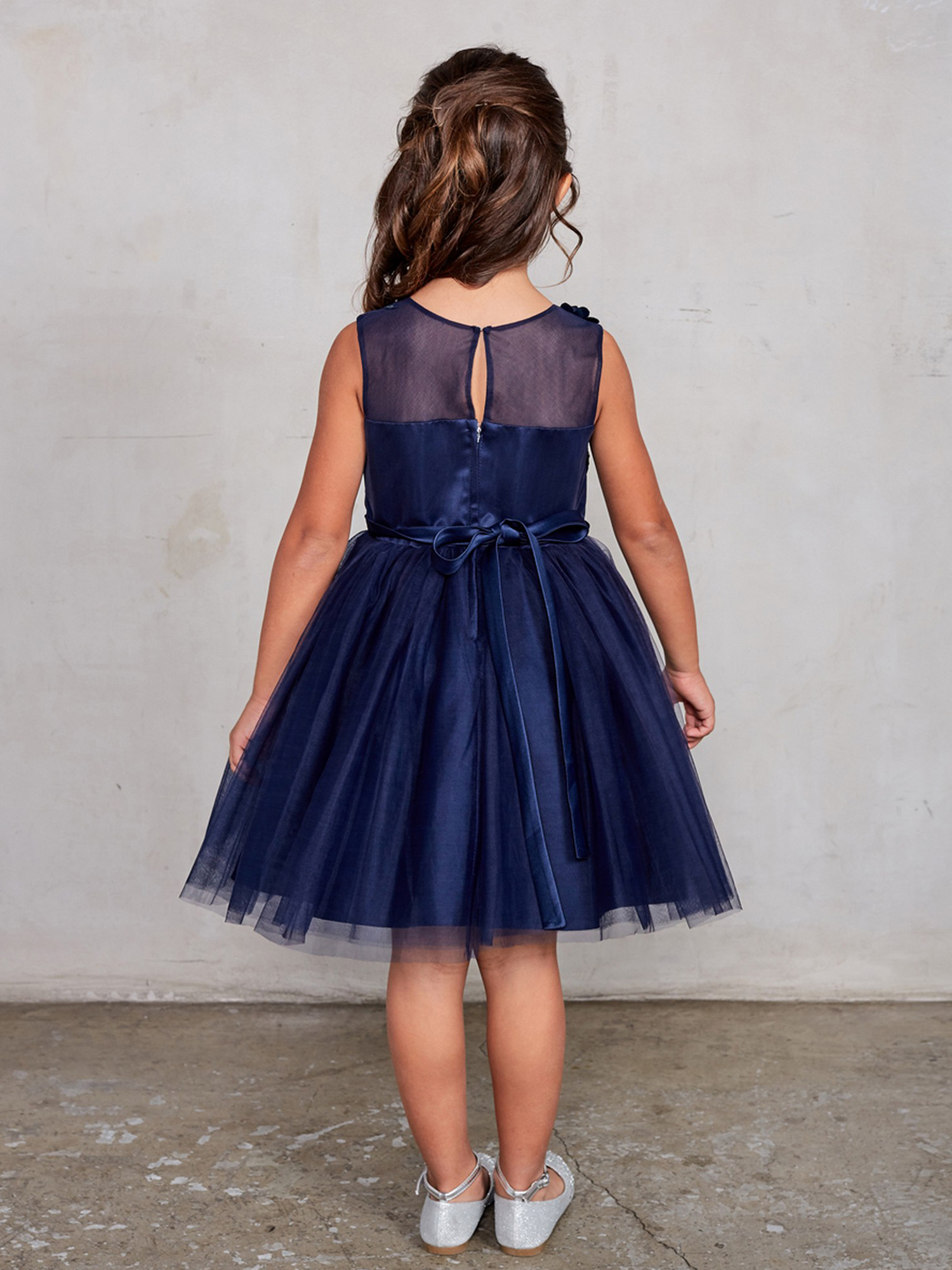 Navy Blue Lace Rhinestone Sash Pageant Dress Little Girls Walmart Com
