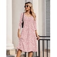 thumbnail image 5 of Zeagoo 3/4 Sleeve Women's Dress Pleated Midi Dresses Floral T Shirt Dress with Pockets Casual Flowy A-Line Dresses, 5 of 6