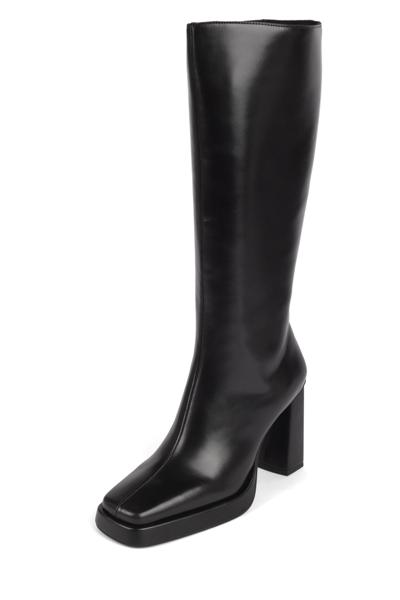 black square toe platform boots