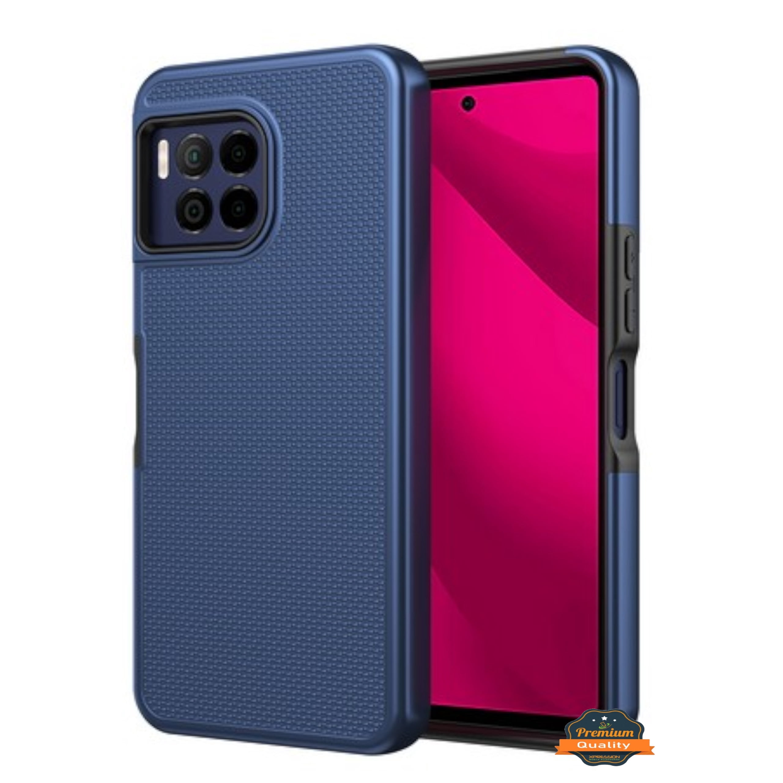 XPM for TCL K32 5G Dual Layer Slim & Tough Hybrid Shockproof Heavy Duty Rubber TPU Matte with Textured Rugged Shell Protection Phone Case Cover (Blue Navy)