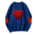 thumbnail image 2 of Felirenzacia Big and Tall Women’s Valentine Pullover Sweet Heart Design Cozy Casual Everyday Top, Blue,L, 2 of 5