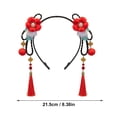thumbnail image 4 of Childrens Headband Chinese Hair Band Hanfu Hair Hoop New Year Headress Pigtail Wig Flower Tassel Hairs Accessories, 4 of 8