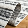 thumbnail image 5 of SAFAVIEH Moroccan Tassel Joss Striped Shag Runner Rug, Grey/Ivory, 2'3" x 8', 5 of 8