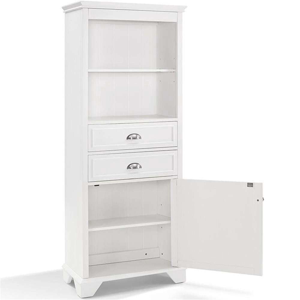 Pemberly Row Solid Hardwood Bathroom Linen Cabinet in White