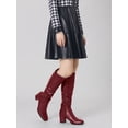 thumbnail image 5 of BLISSFUL STEP Halloween Women's Knee High Boots Square Toe Slouch Chunky Heel Burgundy 7, 5 of 5