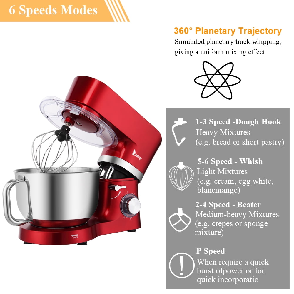 Private Jungle Stand Mixer 7Qt 660W,Tilt-Head Food Dough Mixer,Electric Kitchen Mixer with Dough Hook,Flat Beater & Wire Whisk,Red