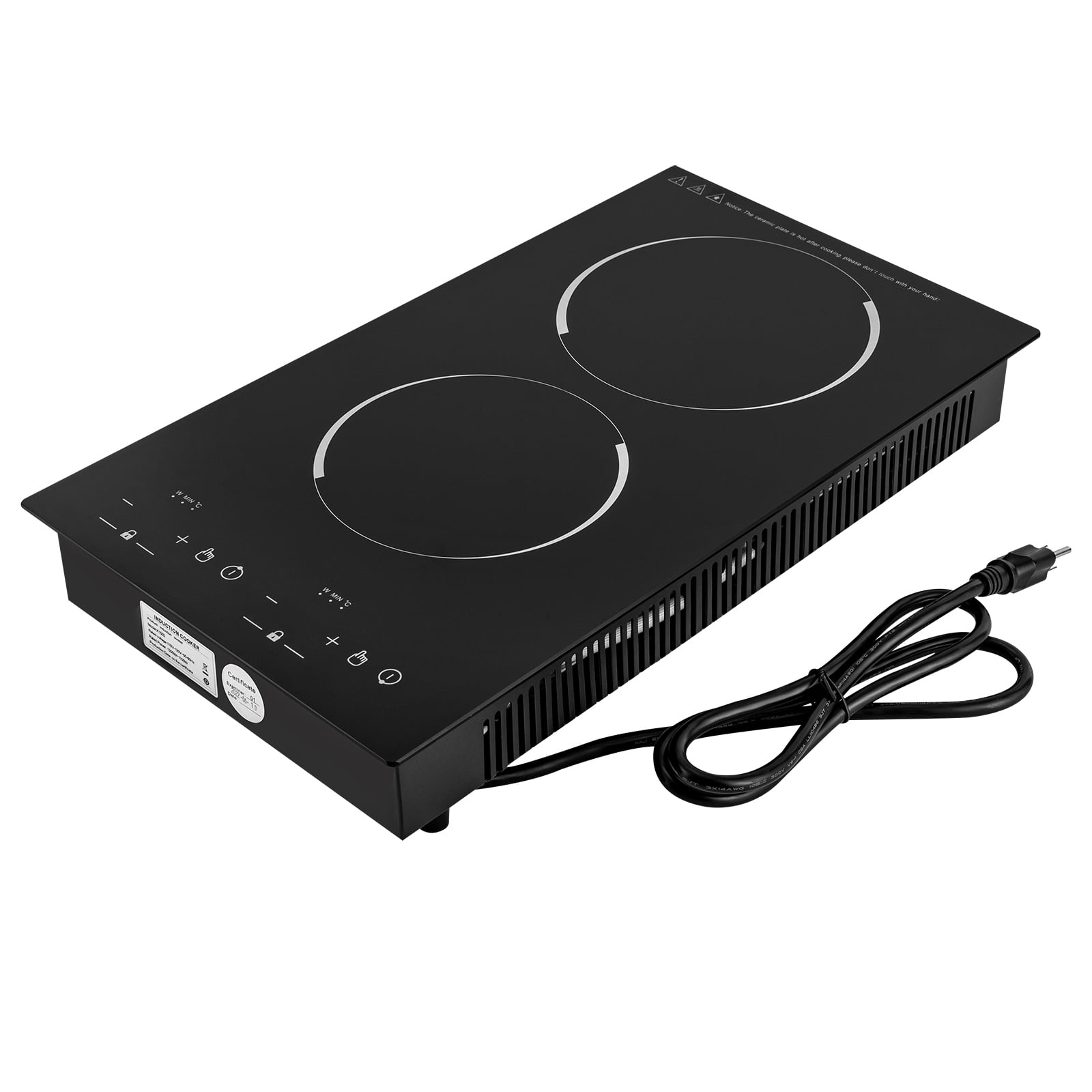 Miumaeov Double Induction Cooktop, Portable Induction Cooker with 2 Burner Independent Control, Ultrathin Body, 9 Temperature, 1200W+1100W-Multiple Power Levels, 2 Hour Timer, Safety Lock