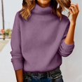 thumbnail image 2 of Comdrip Chandails Confortables pour Femmes Chandails Surdimensionnés Confortables en Tricot Col Rond Automne Chandail Tendance Tenues d'Automne Chandail Col Roulé Femmes, Violet P, 2 of 5