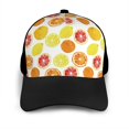 thumbnail image 3 of Naloa Lemon Orange Adult adjustable Print Baseball Hat, Patchwork curved brim baseball capfor Men and Women, One Size, 3 of 5