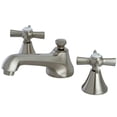 thumbnail image 1 of Kingston Brass KS4478ZX Robinet de Lavabo à Large Diffusion avec Poignée Croisée en Laiton, Nickel Satiné, 1 of 1