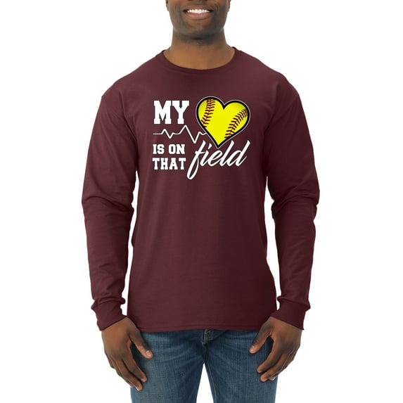 Wild Bobby, My Heart Is On That Tennis Field, Sports, Men Long Sleeve Shirt, Maroon, XX-Large
