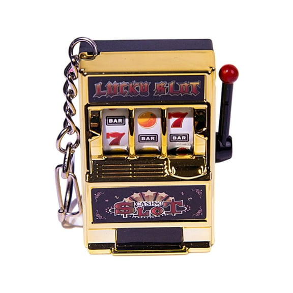 GRABLOOM Fruit Slot Machines Keychain Charm Portable Gaming Prize Spinner Toy Keyring