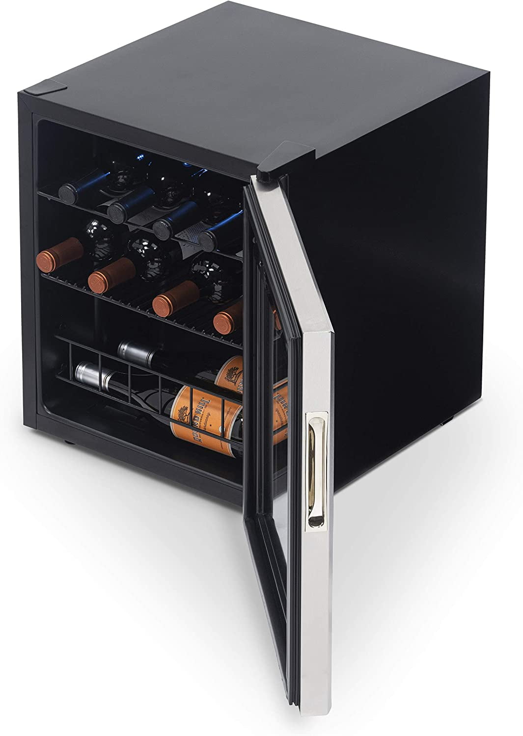 Restored Newair NWC016SS00-RB Freestanding Wine Fridge with Digital Thermostat, 16 Bottles, Stainless Steel (Refurbished)