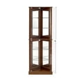 thumbnail image 4 of Royard Oaktree 72" Retro Lighted Corner Curio Cabinet with Glass Doors, Shelves, and Mirror Back, 4 of 9