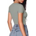 thumbnail image 3 of ORUYROP Combinaison à Manches Courtes et Manches Courtes Deep V Neck pour Vêtements pour Femmes, 3 of 5