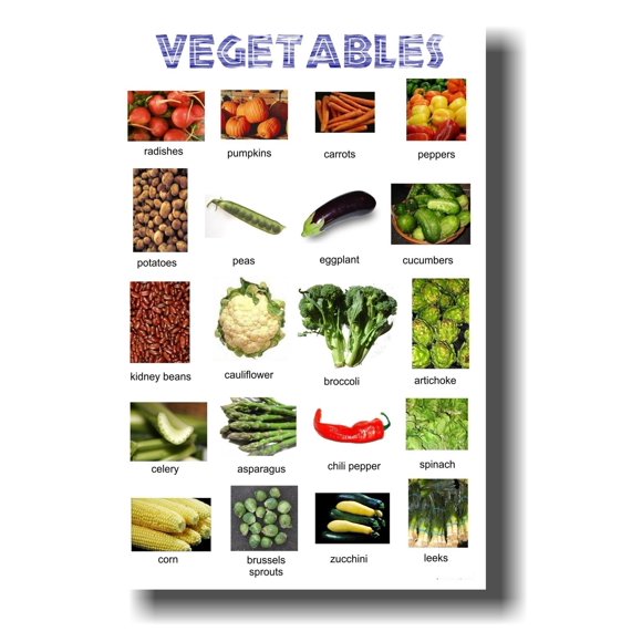 Food Science Vegetables Educational Poster Healthy Eating Biology Chart Kitchen Wall Art Unframed 12x18inch(30x45cm)