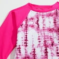 thumbnail image 5 of Coerni Girls Tie Dye Swimsuit 2 Piece Long Sleeve Rash Guard Swim Shirt Tops and Ruffle Bathing Suits Shorts Kids Beach Swimwear, 5 of 7