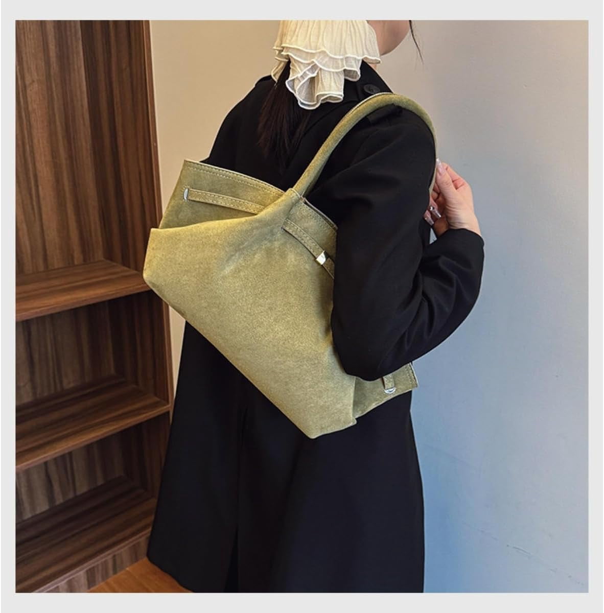 SPEKSEE Fashion Faux Suede Tote Bag for Women Dumpling Designs Crossbody Hobo Handbag Women Vintage Shoulder Bag Purse