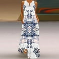thumbnail image 2 of Staron Robes d'Été Bleues pour Femmes Robes à Col en V Robe Ample Sans Manches Sortie de Plage Fluide Boho Maxi Longues Robes Robe de Plage pour Vacances avec Poches TTG, 2 of 3