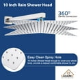 thumbnail image 5 of CASAINC 1-Handle 3-Spray Pattern 10 in Wall Mount Shower Head, Tub and Shower Faucet, Brushed Nickel (Valve Included), 5 of 10