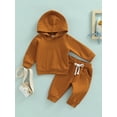 thumbnail image 4 of Elippeo Baby Girls Boys Sportswear Outfit 3M 6M 12M 18M 24M 3Y Solid Color Pullover Hoodie Sweatshirt Tops and Casual Drawstring Pants Set, 4 of 10