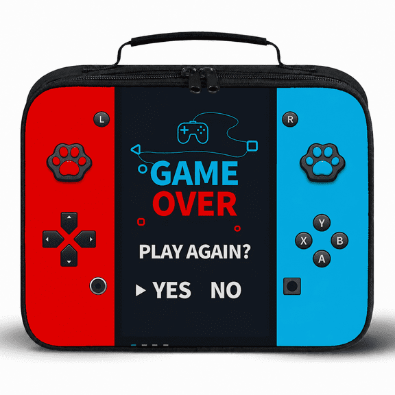 Game Console Insulated Lunch Bag for Boys Girls Kids, Reusable Large Capacity Gamer Lunch Box for School Office Picnic Portable Waterproof Leakproof