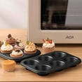 thumbnail image 3 of 2 moldes de acero premium para muffins, redondos, para cupcakes y brownies (negro, 6 tazas), 3 of 5