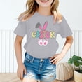 thumbnail image 2 of MUXiin Kids Easter Shirt Girls Bunny Eggs Short Sleeve T-Shirt Casual Easter's Day Blouse Tops Tee for Boys & Girls Easter Gifts for Girls(Grey,6-7 Years), 2 of 5