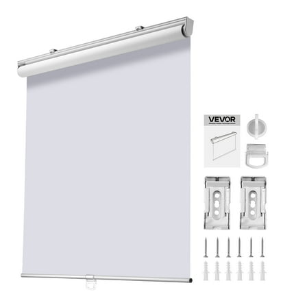 VEVOR Cordless Roller Shades, 34 x 72 in, Pull Down Blackout Blinds for Windows Room Darkening, Thermal Insulated, Easy to Install, Blackout Roller Shades for Bedroom, Bathroom, Home, Office, White