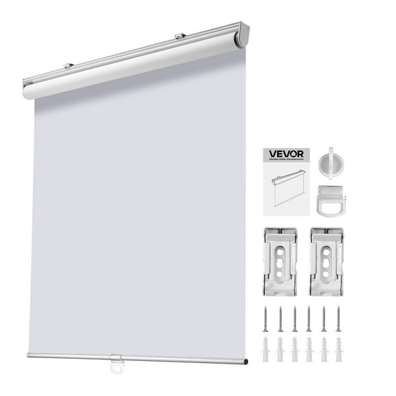 VEVOR Cordless Roller Shades, 34 x 72 in, Pull Down Blackout Blinds for Windows Room Darkening, Thermal Insulated, Easy to Install, Blackout Roller Shades for Bedroom, Bathroom, Home, Office, White