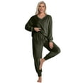 thumbnail image 3 of DAKIMOE Womens Pajamas Sets Velvet Long Sleeve Pjs Soft Lounge Set 2 Piece Velour Loungewear with Pockets Nightwear Sleepwear for Women S-XXL, 3 of 9