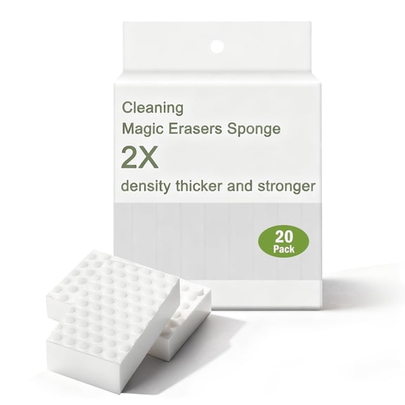2X Density Magic Sponge Eraser, 20 Pack Multi-Purpose Cleaning Pads for Kitchen, Bathroom, Walls & Dishes, Melamine Sponges for Tough Stains & Grease