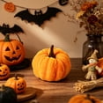 thumbnail image 5 of Mini Velvet Pumpkin Figurine Set, Assorted Autumn Harvest Colors, Plush Tabletop Thanksgiving Decor, Elegant Tiered Tray Accent for Mantel, Entryway, Dining Room, Fall Harvest Display, Orange-A, 5 of 9