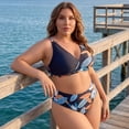 thumbnail image 2 of Agnes Orinda Women's Plus Size 2 Piece Bikini Sets Swimsuits Floral High Waisted Push Up Printed Beach Vacation Pool Party Bathing Suit 3X Black, 2 of 8