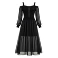 thumbnail image 2 of JOANKDMI Women's Gothic Midi Dress Elegant Vampire Costume Cold Shoulder Sheer Long Sleeve Lace-up Corset for Roleplay Halloween Party Outfit Chic, S-3XL, 2 of 8