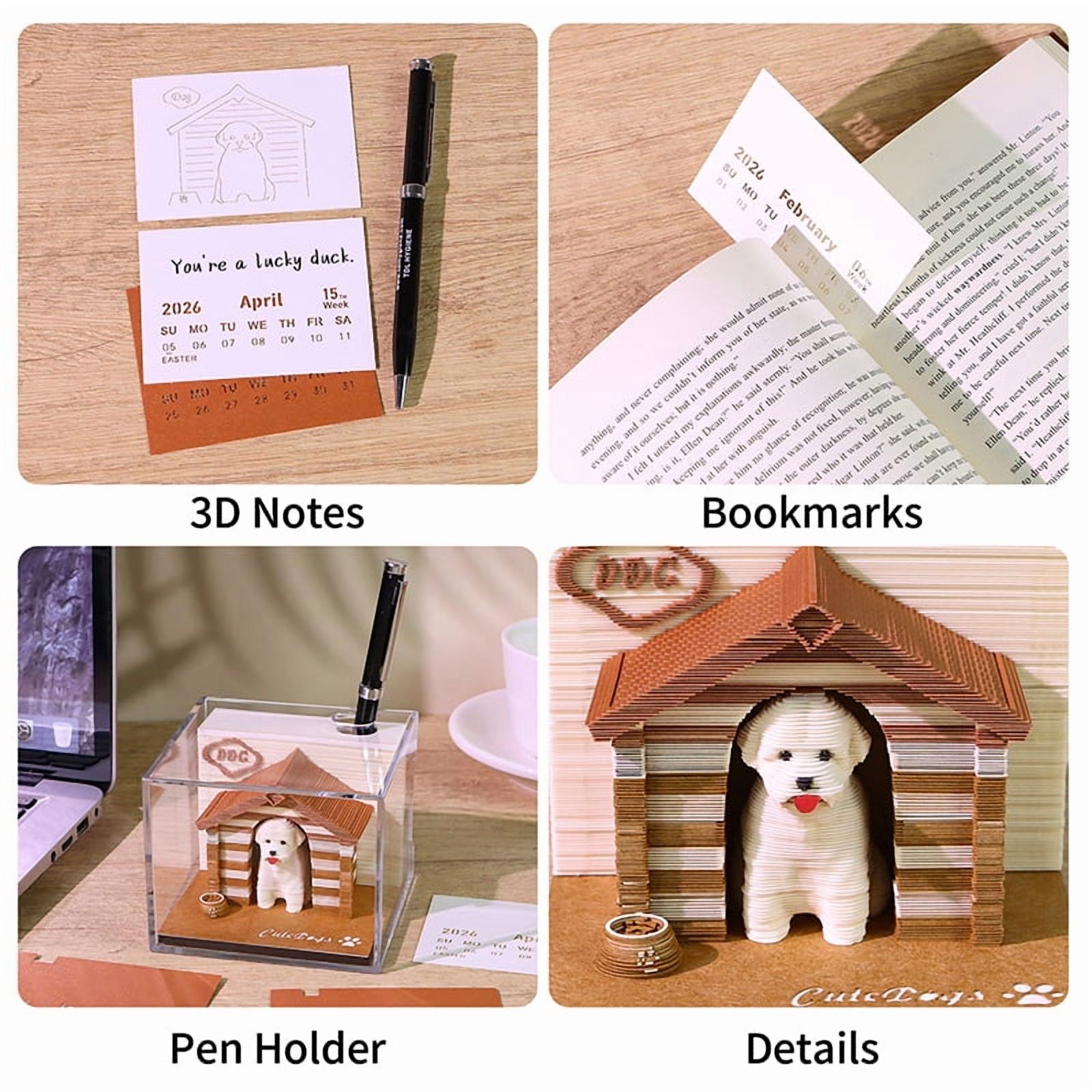 Time Piece Calendar 2026 Desk Calendar 3D Tear-away Calendar Paper Carving Art Pad Notepad Gift For Christmas Housewarming