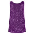 thumbnail image 6 of Sparkly Sleeveless Tank Camisole Loose Round Neck Party Tops Color: Purple Size: M, 6 of 6