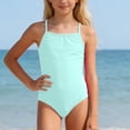 thumbnail image 2 of Girls One Piece Swimsuit Size 16 Tummy Control Tankini Set Quick Dry & Stretchy Contrast Color Girls Dress Up Clothes Adjustable Straps Girls' Swimwear with Print Shorts Mint Green4-5 years, 2 of 5