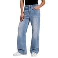 thumbnail image 2 of DeHolifer Jeans for Men Loose Wide Leg Baggy Bell Bottom Denim Pants Stretch Flared Leg Jeans Streetwear Light Blue 2XL, 2 of 6