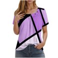 thumbnail image 1 of Camisetas de Cuello Redondo Impreso Gradiente de las Mujeres, Manga Corta Casual Top para el Uso Diario, 1 of 5
