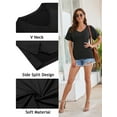 thumbnail image 4 of SAYFUT Women's Plus Size Short Sleeves T-shirt Summer Soild Color Casual Tunic Tops Deep V Neck Tops T-shirts Blouse Black/White/Green,S-3XL, 4 of 8