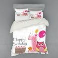 thumbnail image 2 of Ambesonne Cartoon Bedding Set 3 Pcs, First Birthday Cake, Twin, Brown Hot Pink and Pink, 2 of 3