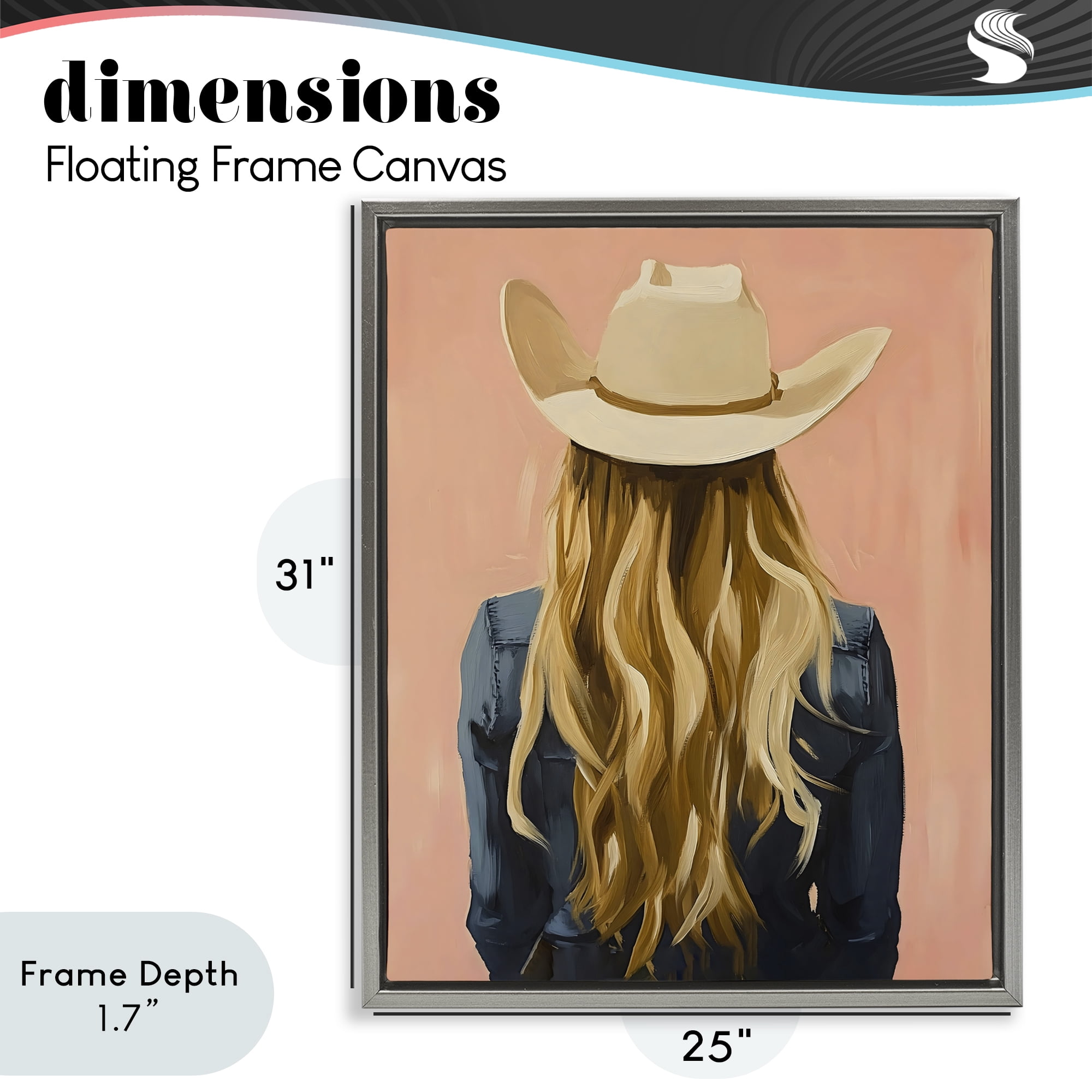Stupell Industries Blonde Cowgirl Back View Gray Framed Floater Canvas Wall Art, design by The Prints Vibe