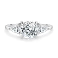 thumbnail image 2 of 2.00Ct Cushion Cut Moissanite Trilogy Engagement Ring, Pear Side Stones, 14K White Gold, US 11.5, 2 of 7