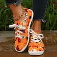 thumbnail image 5 of YLYL Halloween Women's Canvas Low Top Sneakers Pumpkin Skeleton Printed Slip-On Lace up Casual Flats Walking Shoes, 5 of 8