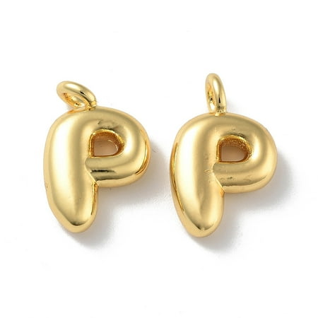 Brass Pendants Cadmium Free Nickel Free Lead Free Real 18K Gold Plated Letter P 19x12x4.5mm Hole: 3.2mm diy