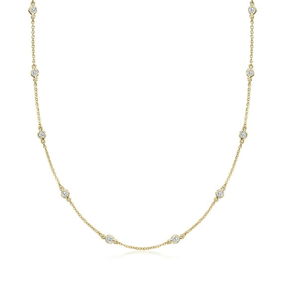 Ross-Simons 1.00 ct. t.w. Bezel-Set CZ Station Necklace in 18kt Gold Over Sterling, Women's, Adult